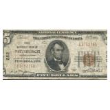 1929 $5 First National Bank of PA