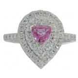 Trillion Cut 1.51 ct Pink Sapphire & Diamond Ring