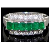 Platinum 1.13 ct Natural Emerald & Diamond Ring