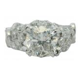 14kt Gold 3.68 ct Cushion Cut VS Lab Diamond Ring