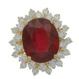 14kt Gold 11.62 ct Oval Ruby & Diamond Ring