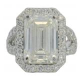 14kt Gold 9.29 ct Emerald Cut VS Lab Diamond Ring