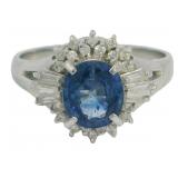 Platinum 1.6ct Natural Sapphire And Diamond Ring