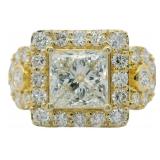 14kt Gold 3.85 ct Princess Cut Lab Diamond Ring
