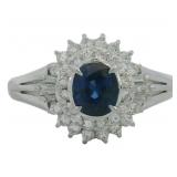 Platinum 1.36 ct Natural Sapphire & Diamond Ring