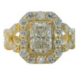 14kt Gold 2.71 ct Radiant Cut VS Lab Diamond Ring