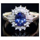Platinum 1.27 ct Natural Sapphire & Diamond Ring