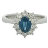 Platinum 1.09 ct Natural Sapphire & Diamond Ring