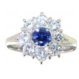 Platinum Natural 1.26ct Sapphire & VS Diamond Ring