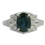 Platinum 1.09 ct Natural Sapphire & Diamond Ring