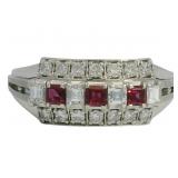 Platinum 4/5 ct Natural VS Diamond & Ruby Ring
