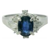 Platinum 1.03 ct Natural Sapphire & Diamond Ring