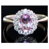 Platinum 1.61 ct Pink Sapphire & Diamond Halo Ring