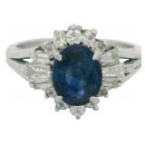 Platinum 1.98 ct Natural Sapphire & Diamond Ring