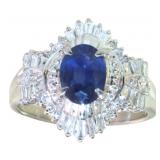 Platinum 2.00 ct Natural Sapphire & Diamond Ring