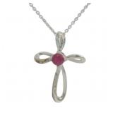 Genuine Ruby Cross Necklace