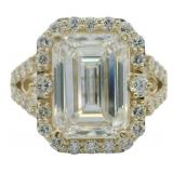 14kt Gold 8.63 ct Emerald Cut VS Lab Diamond Ring