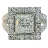 14kt Gold 3.39 ct Princess Cut VS Lab Diamond Ring