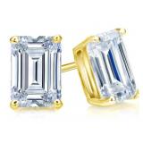 14k Gold 4.00 ct Emerald Cut Lab Diamond Earrings