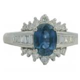 Platinum 1.54 ct Natural Sapphire & Diamond Ring