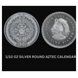1/10 oz Aztec Calendar .999 Fine Silver Coin