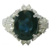 Platinum 3.00 ct Natural Sapphire & Diamond Ring