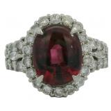 Platinum 6.25 ct Natural Tourmaline & Diamond Ring