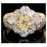 Platinum 2.71 ct Oval Yellow Natural Diamond Ring