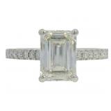 14k Gold 2.86 ct Emerald Cut Lab Diamond Ring