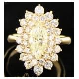 18k Gold 3.14 ct Natural Yellow Diamond Ring