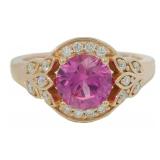 Round 1.25 ct Pink Sapphire & Diamond Ring