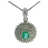 Platinum Natural Emerald & Diamond Necklace