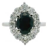 Natural 2.50 ct Sapphire & VS Lab Diamond Ring