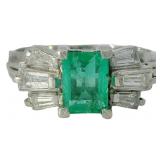 Platinum 1.37 ct Natural Emerald & VS Diamond Ring