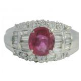 Platinum 1.96 ct Natural Ruby & VS Diamond Ring