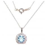 Round 1.50 ct Aquamarine & Diamond Necklace