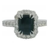 Natural 2.73 ct Sapphire & VS Lab Diamond Ring