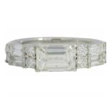 Platinum 1.59 ct Natural Emerald Cut Diamond Ring