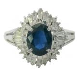 Platinum 1.58 ct Natural Sapphire & Diamond Ring