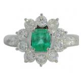 Platinum 1.33ct Natural Emerald & VS Diamond Ring