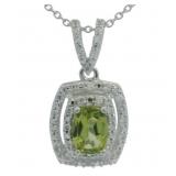 Radiant Cut Natural Peridot & Zircon Necklace