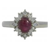 Platinum 1.42 ct Natural Star Ruby & Diamond Ring