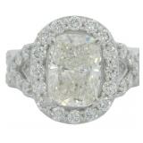 14kt Gold 4.04 ct Cushion Cut VS Lab Diamond Ring