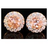 Round 3.67 ct Morganite & Diamond Earrings