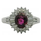Platinum 1.25 ct Natural Ruby & Diamond Ring