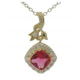 Cushion Cut 1.50 ct Ruby & Diamond Necklace