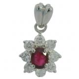 Platinum 1.16 ct Natural Ruby & Diamond Pendant