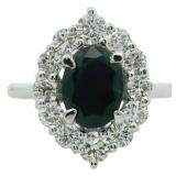 Natural 2.50 ct Sapphire & VS Lab Diamond Ring