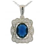 Oval 2.50 ct Sapphire &  Diamond Necklace