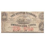 1862 Alabama 25 Cent Obsolete Note